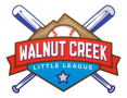 Walnut Creek Little League emblem with crossed bats and a baseball.