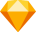 An orange geometric gem icon with facets.