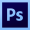 Adobe Photoshop logo with blue gradient background.