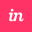 White 'in' logo on a vibrant pink background.